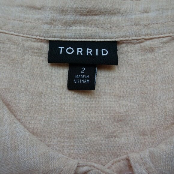 TORRID Button Front Shirt Textured Top Blouse Blush Light Pink Short Sleeve 2X - Picture 9 of 12